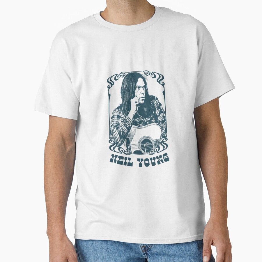 Neil Young Blue Portrait Graphic Design by ArmandaBischo