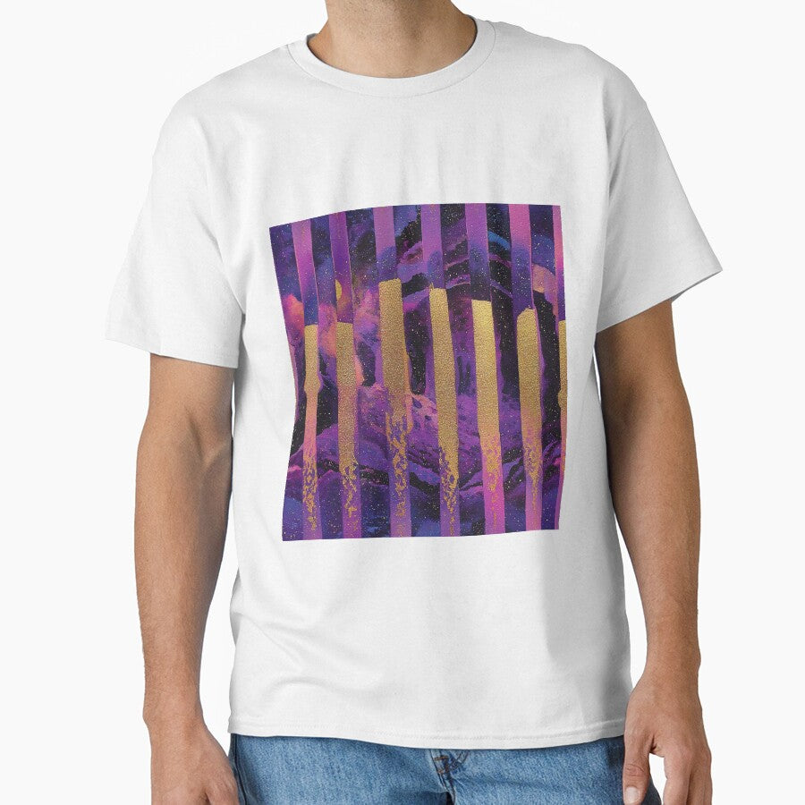 Celestial Purple Gold Stripe Pattern by bubblegoth
