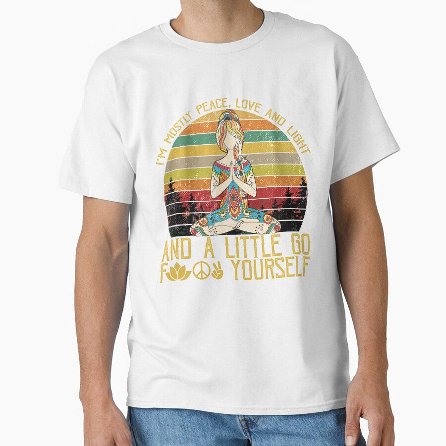 i'm mostly peace, love and light and a little go f yourself shirt, hippie shirt, yoga shirt by mediastyle2