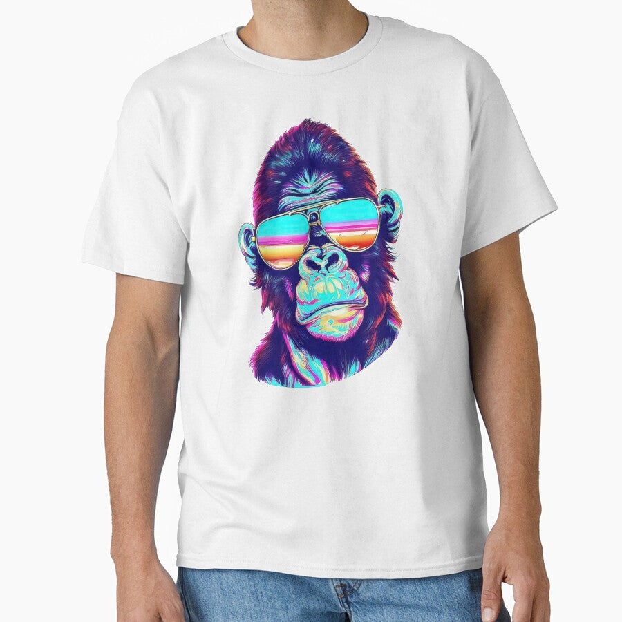 Vintage Vaporwave gorilla in sunglasses 80s retrowave by TomFrontierArt