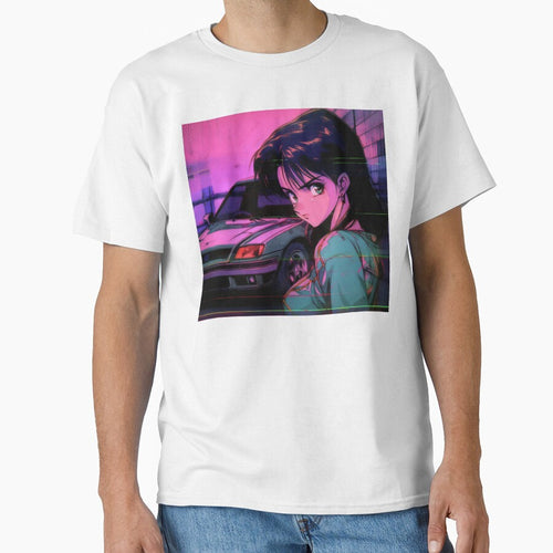 80s Anime Retro Girl Car Japanese Aesthetic Vaporwave by glasseskyodai