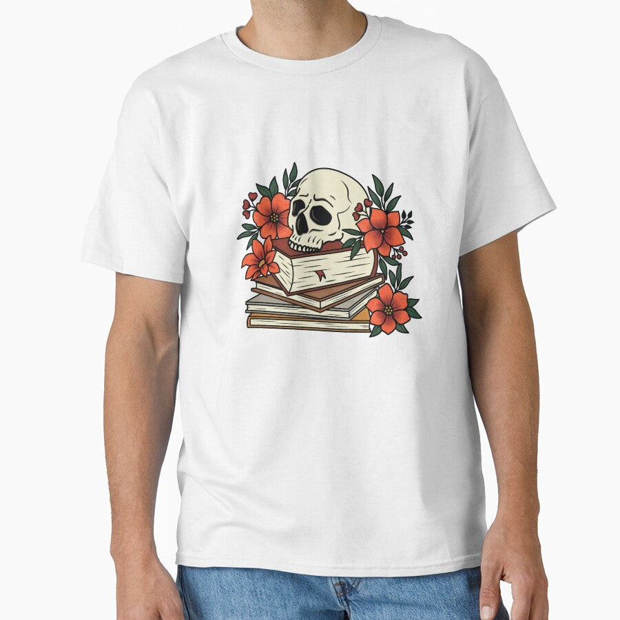 Stack of Books with a Skull and Flowers by hnnhsmth95