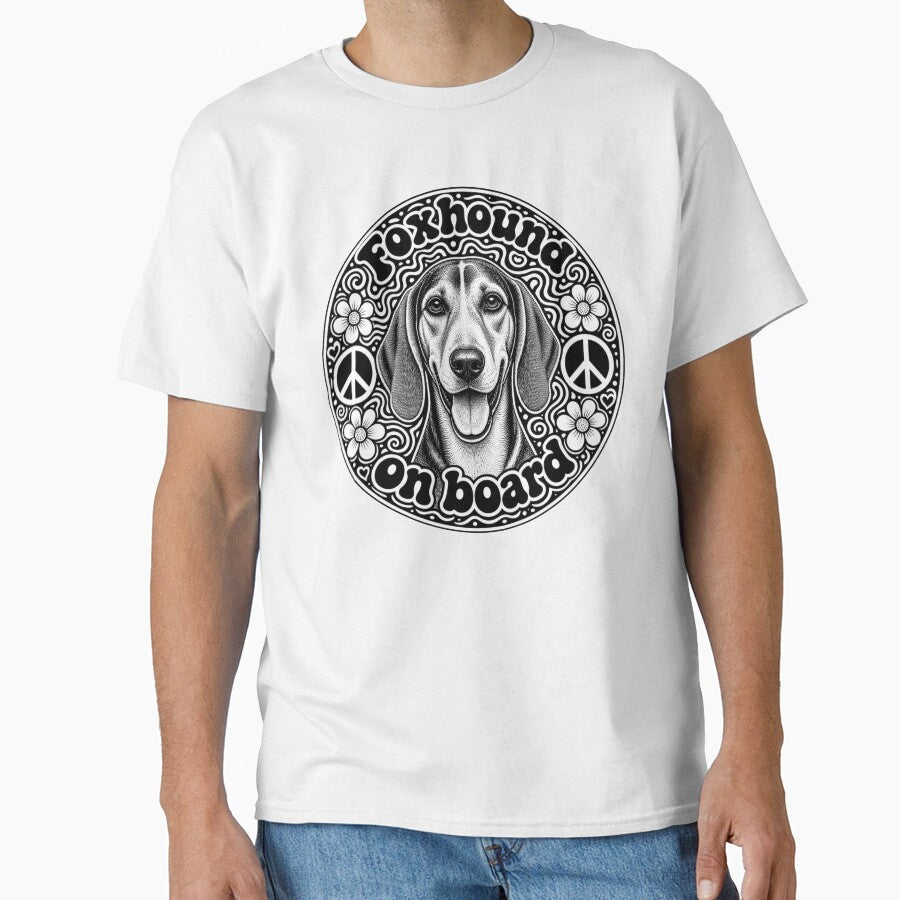 sticker "Foxhound on board" Hippie dog, peace by barbastyle