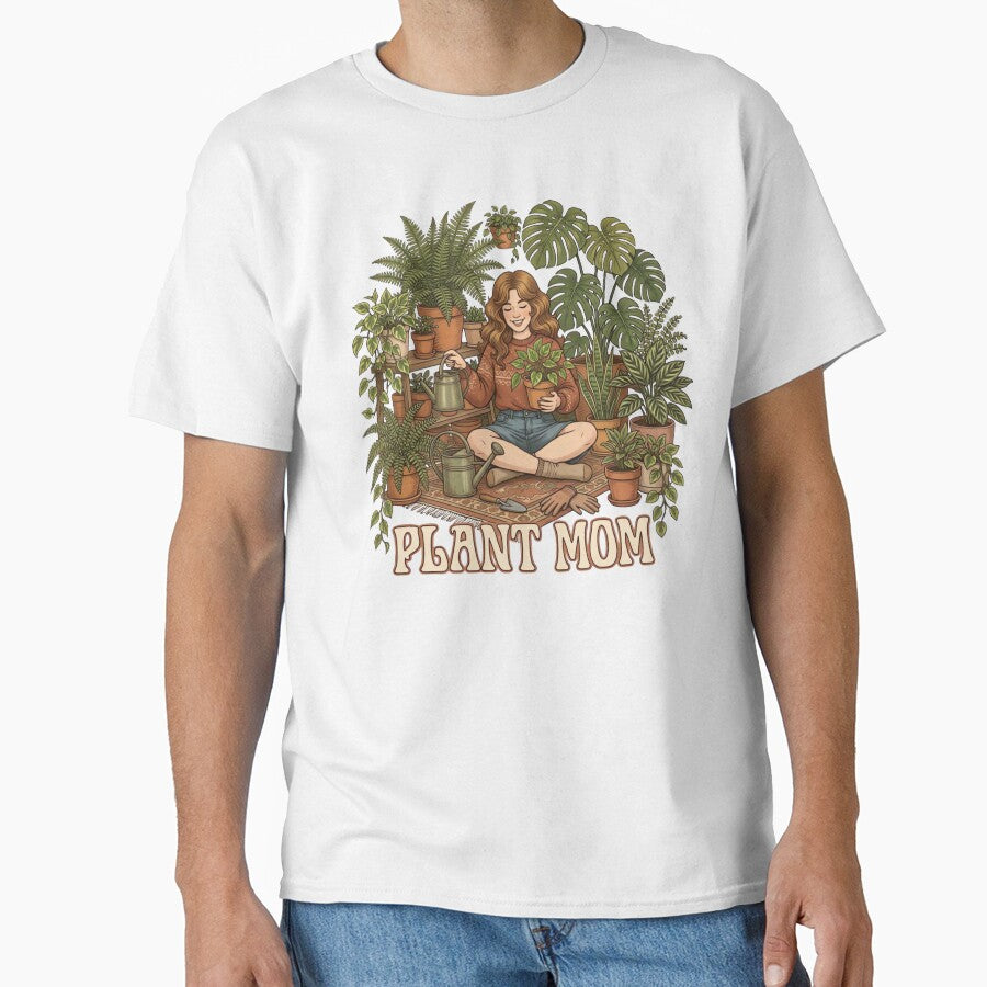 Retro Plant Mom Illustration Cozy Botanical Houseplants Design by urbinet