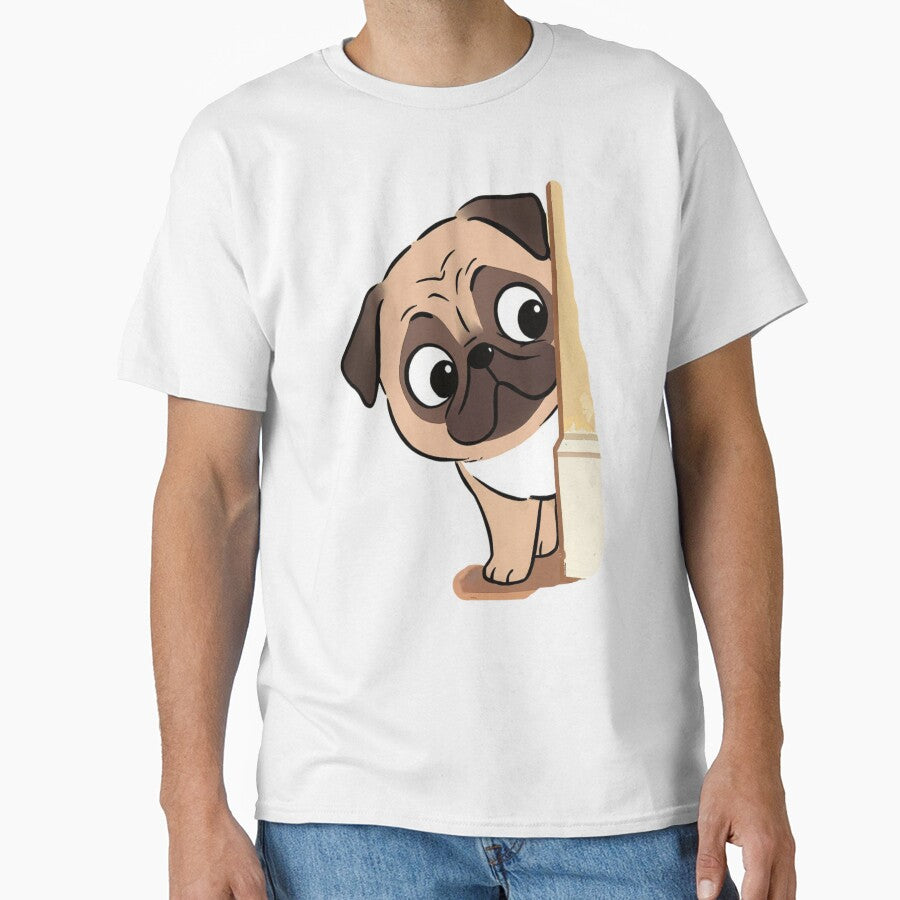 Funny Pug Peeking Cartoon - Cute Curious Dog Illustration by Darlin8888