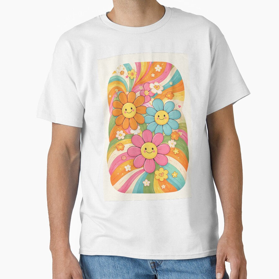 Retro Happy Flowers Pattern – Colorful 70s Groovy Aesthetic Phone Case by DrizzyV