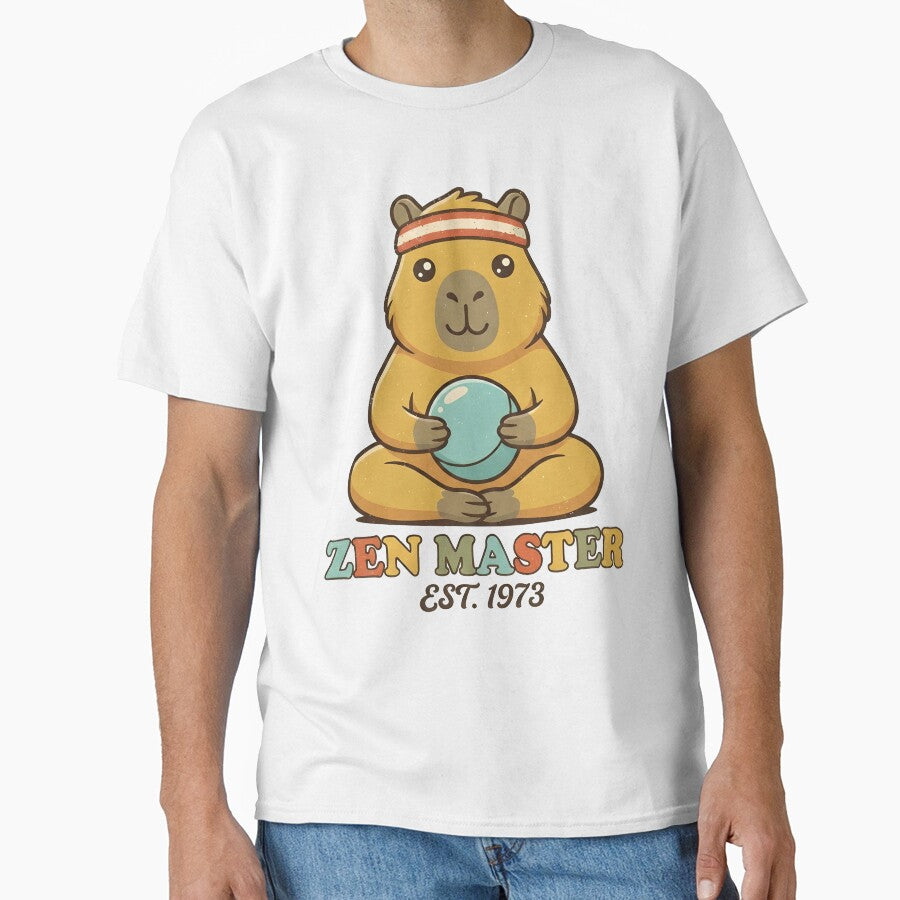 Zen Master Capybara Chill Retro 70s Style Cute Meditation Animal by dreephic22
