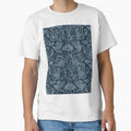 Ornate Gothic Cats Ravens Moths And Roses In Dark Navy Blue by EliveraDesigns