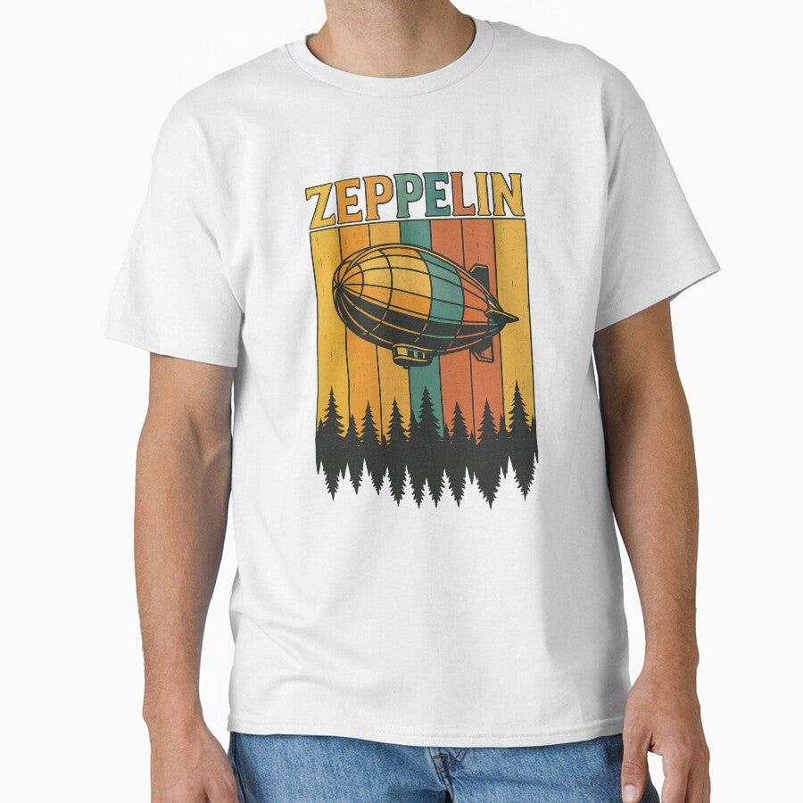 Retro Zeppelin Airship Over Forest Vintage Sunset by OleOleStore