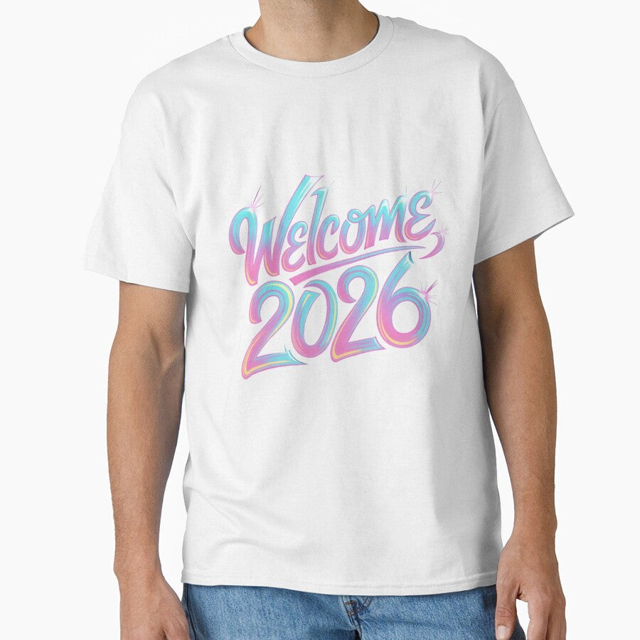 Welcome 2026 Neon Typography Retro Gradient Design by Kruti Collection