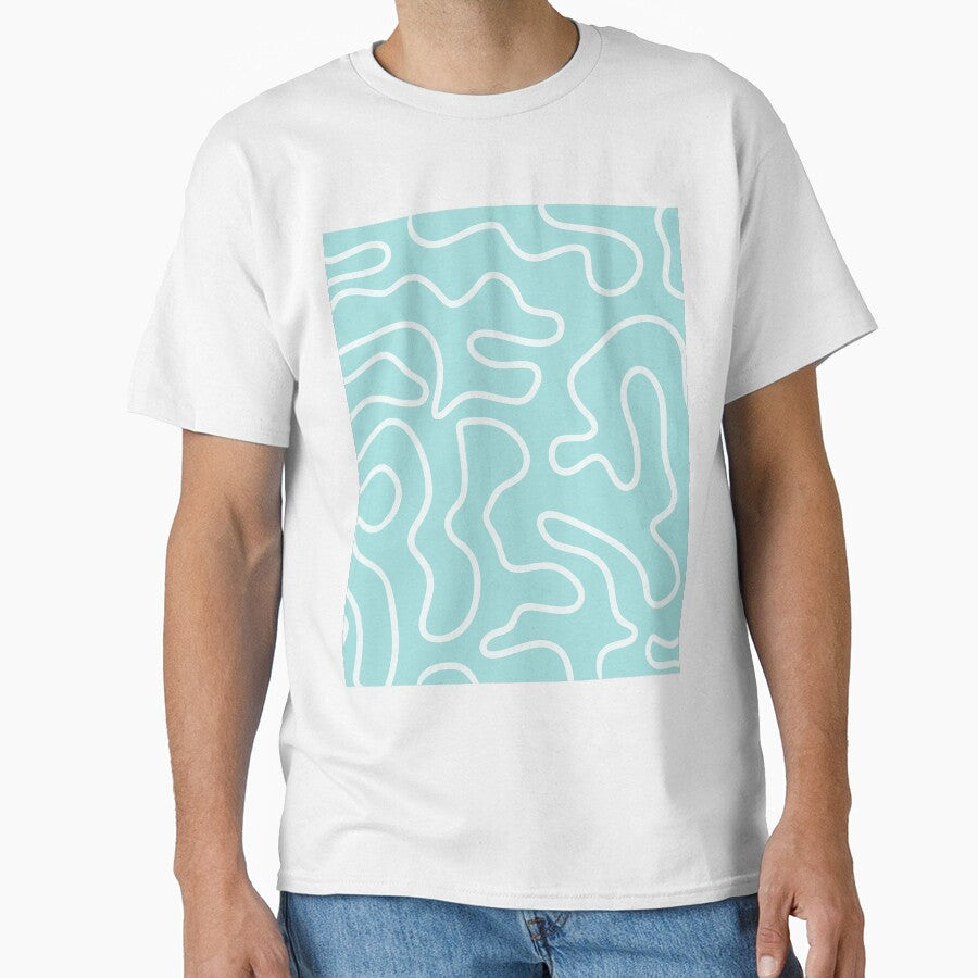 Squiggle Maze Abstract Pattern in Aqua Teal Pastel by kierkegaard