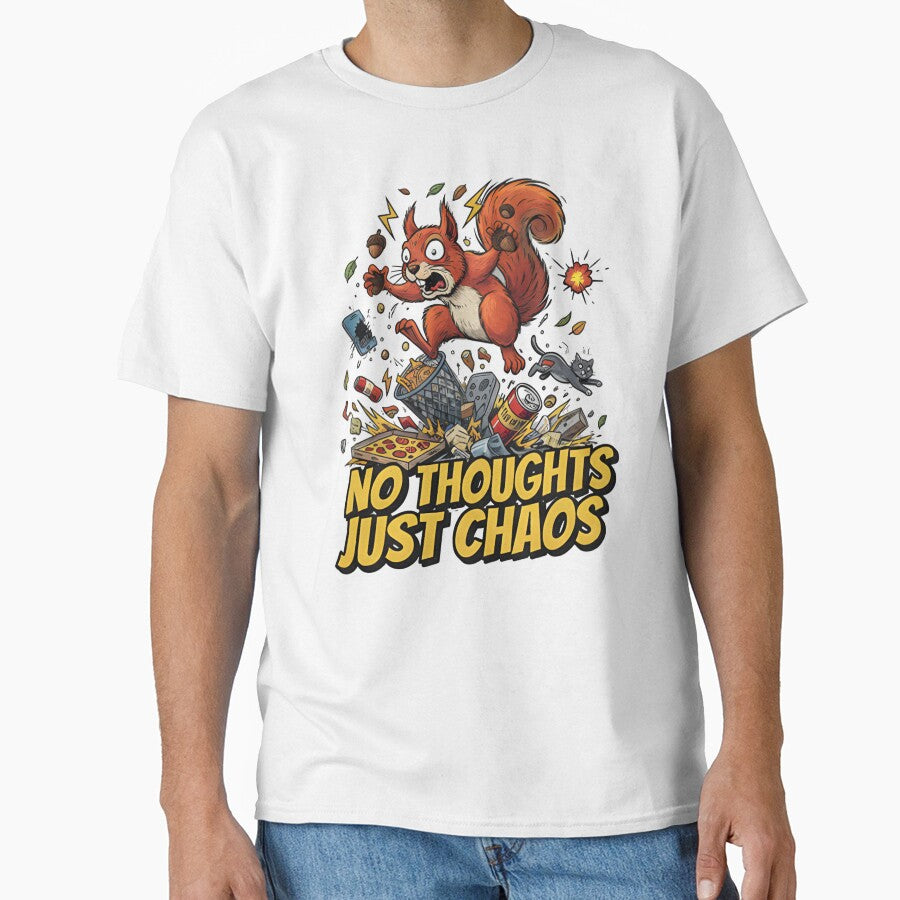 No Thoughts Just Chaos - Frantic Squirrel Meme Illustration by ZyxDes