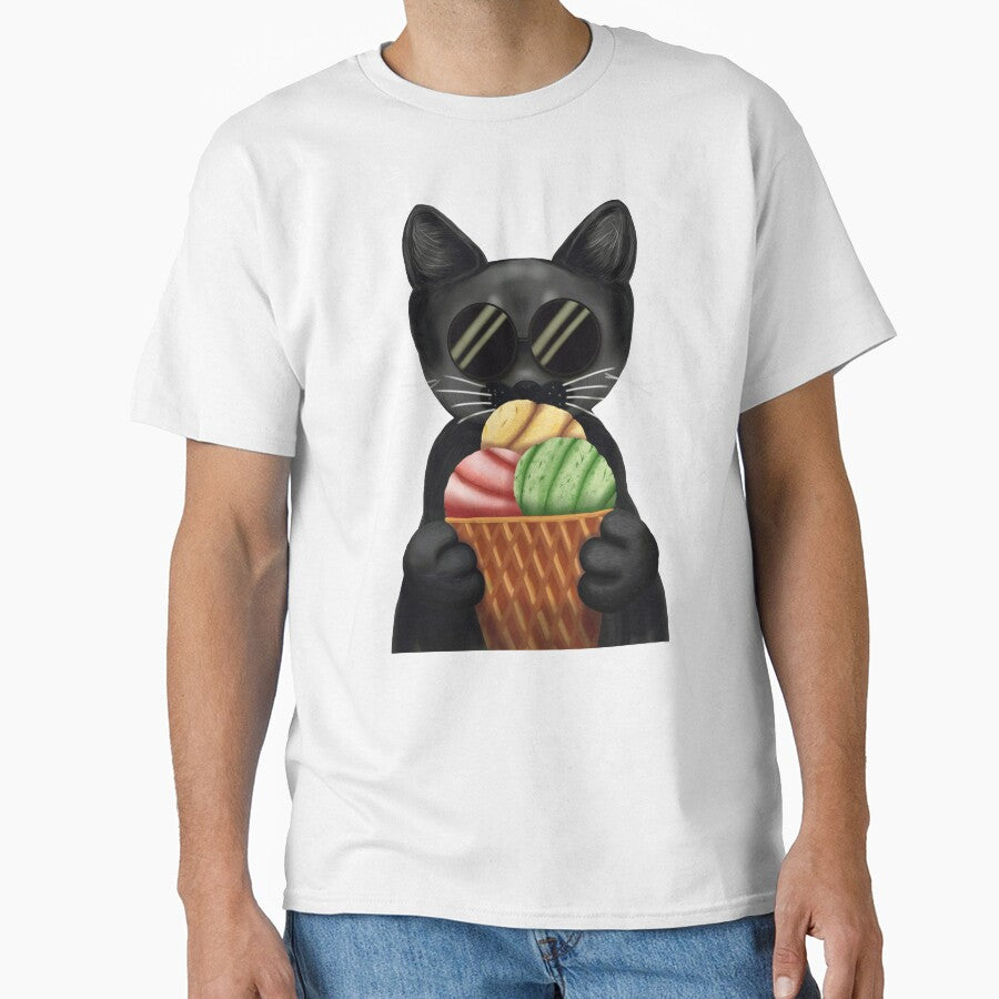 Whimsigoth Black Cat Ice Cream | Spooky Cute Café Aesthetic by More Prussian Blue