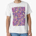 Purple 60s retro flower power, retro purpl, pink, pastel yellow, 60s groovy pattern, hippie flowers by blomastudios