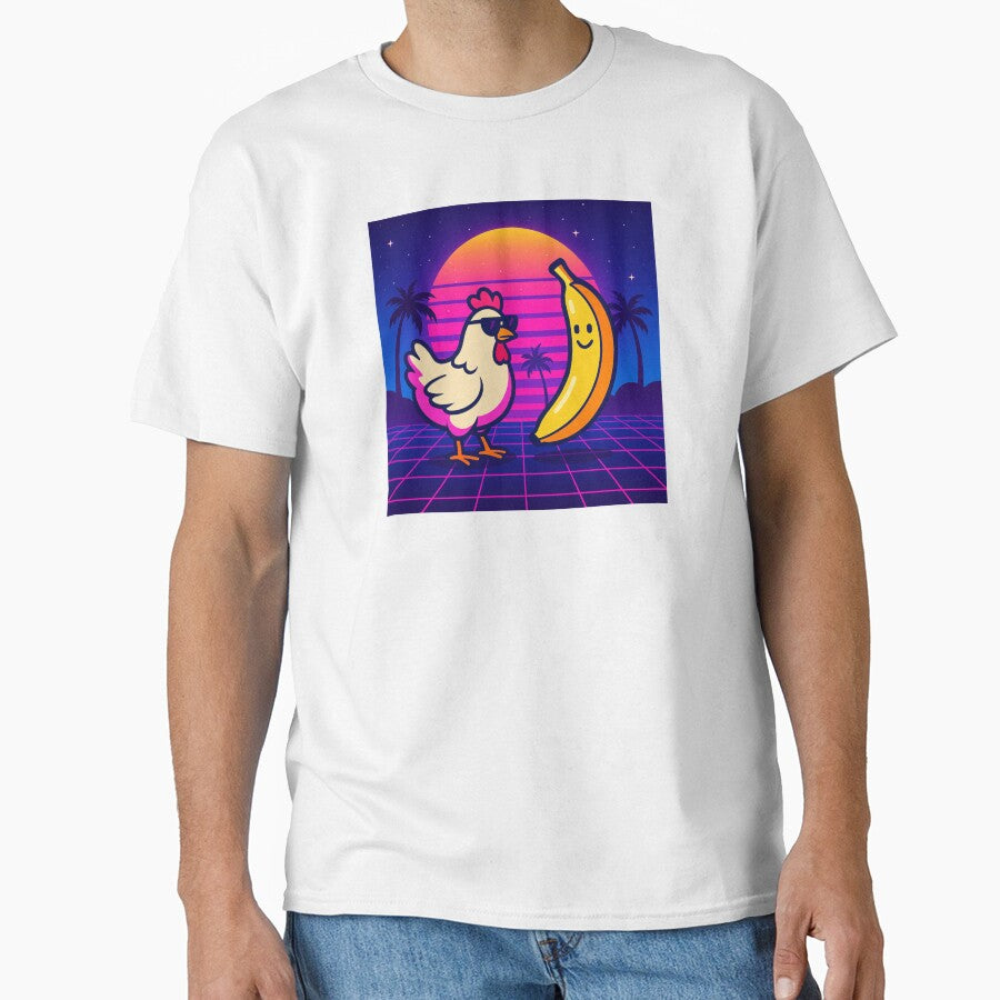 Chicken & Banana – Vaporwave Neon Sunset by MforMontessori