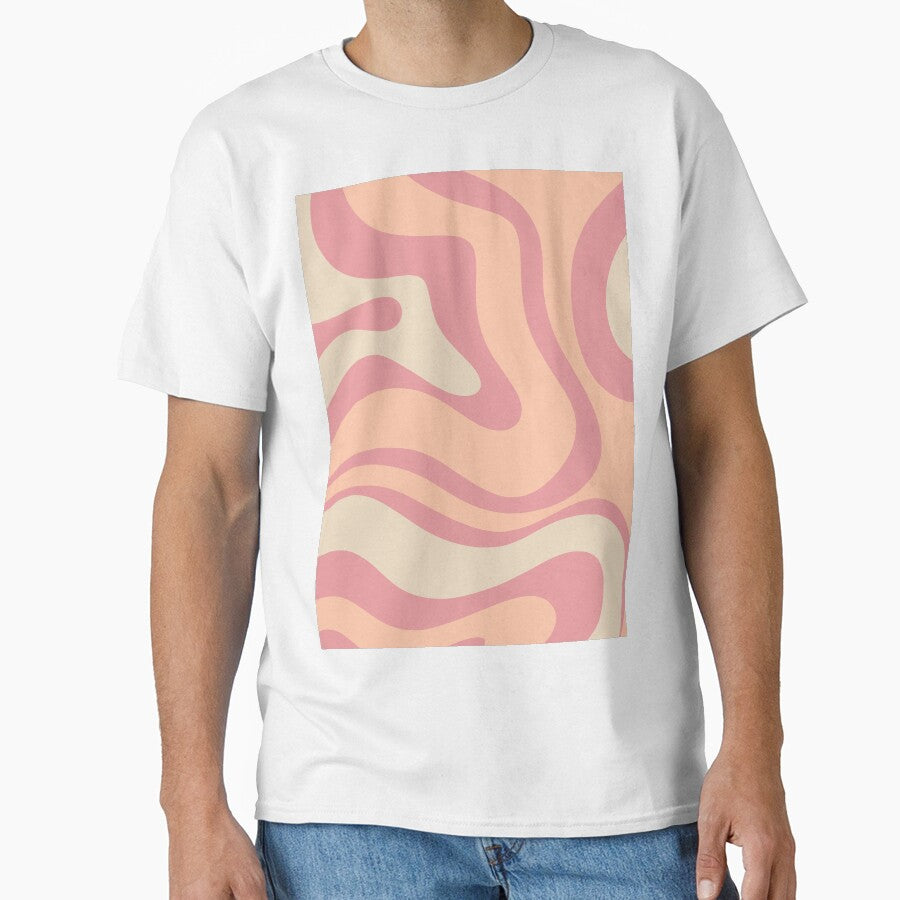 Modern Retro Liquid Swirl Abstract Pattern Square in Rose Pink and Salmon by kierkegaard