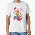 Scottish highland cow 4th of july independence celebration fireworks with USA map by Ayelandco