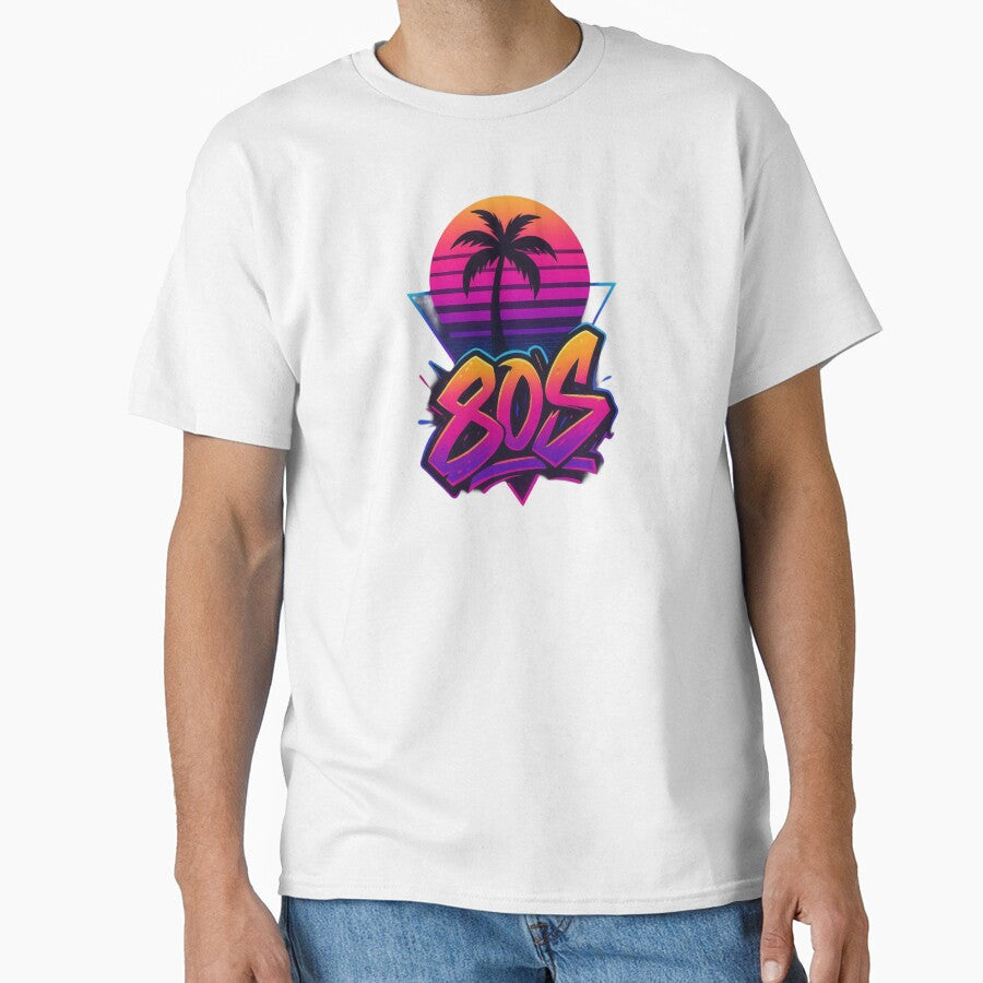 80s Retro Sunset Graffiti – Neon Palm Tree Synthwave Design by DPSz
