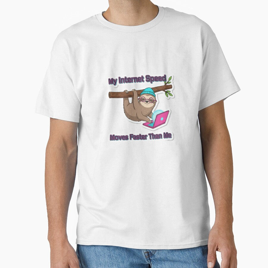 My Internet Speed Moves Faster Than Me Funny Sloth Remote Work Sticker by ZYNORAworld