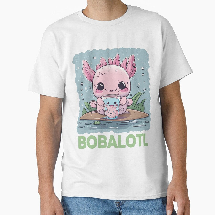 Cute Kawaii Axolotl Boba Blue Pink Expression Summer Fun by DesignByMai