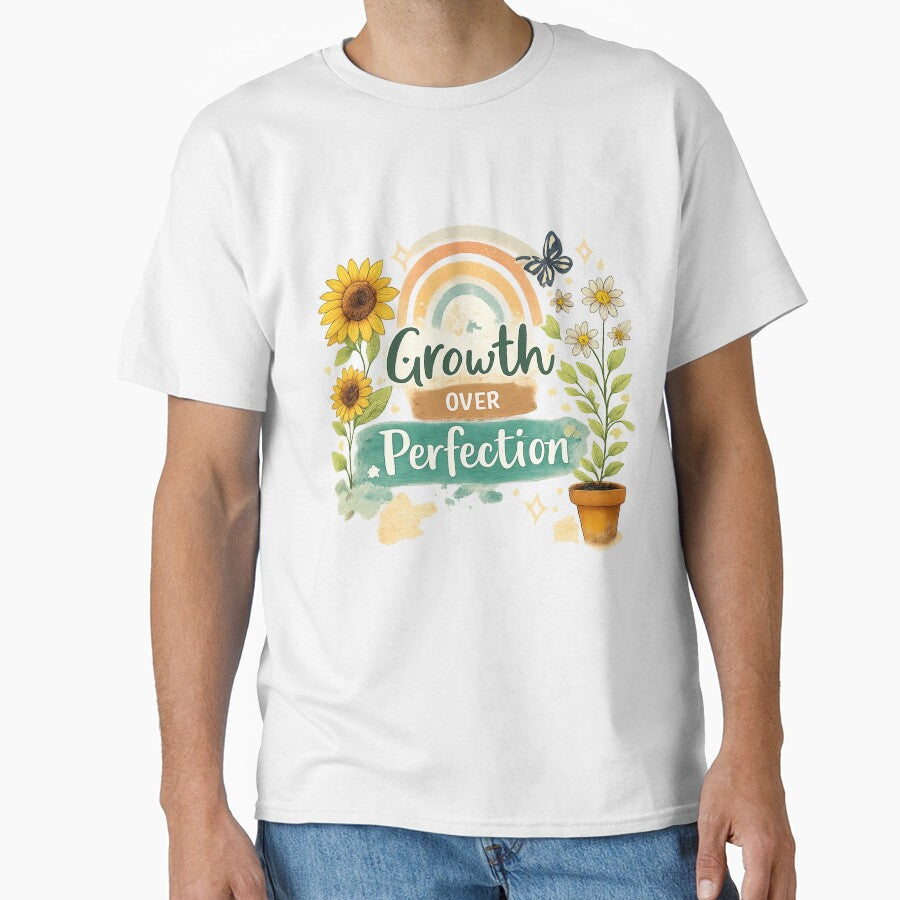 Growth Over Perfection – Hand Drawn Inspirational Quote | Self Love Art Design by B-M-Store