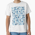 GROOVY RETRO FLOWER POWER GIRLY 70S AND 60S STYLE BLUE AND CREAM by blomastudios