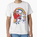 Christmas Santa Riding Unicorn Xmas 	 	 Rainbow Short Sleeve by anzaladamoyev
