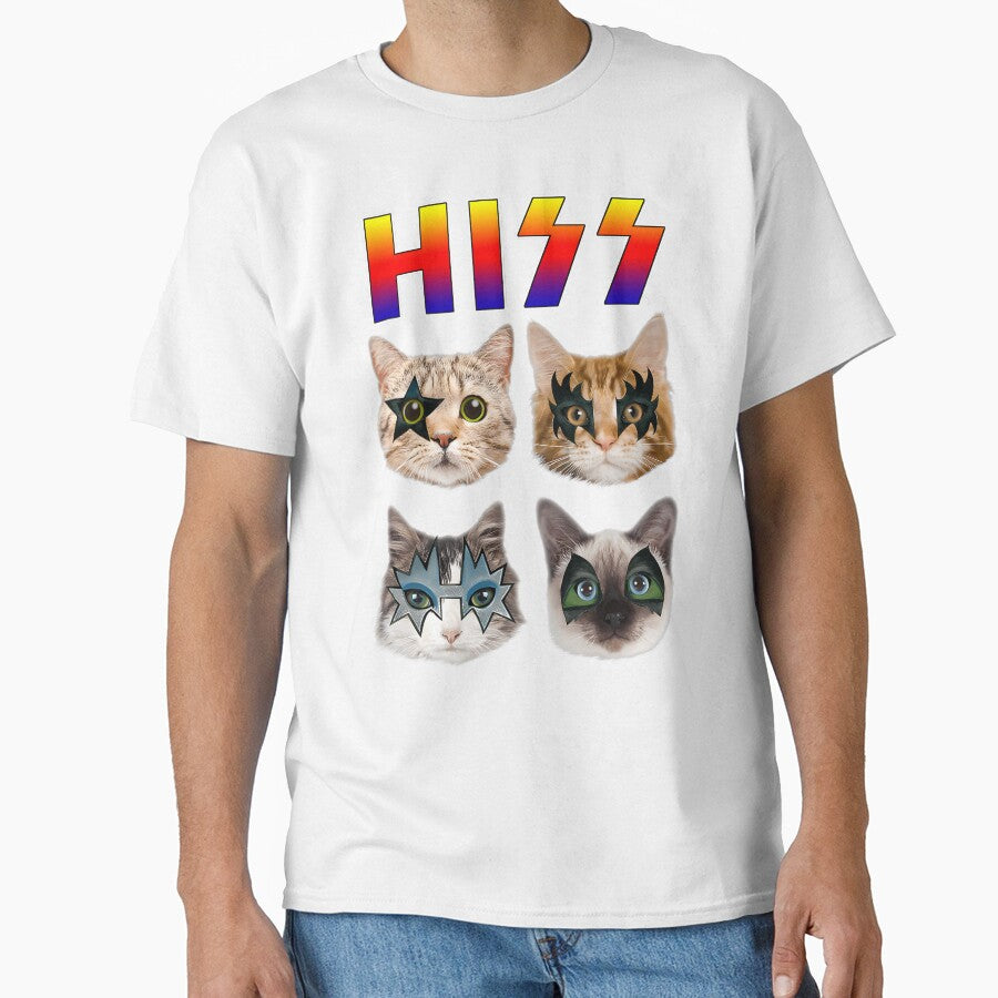 Hiss Funny Cats Kittens Rock Rockin Short Sleeve 	 	 Tee Pun by zxmxrtqyilu70