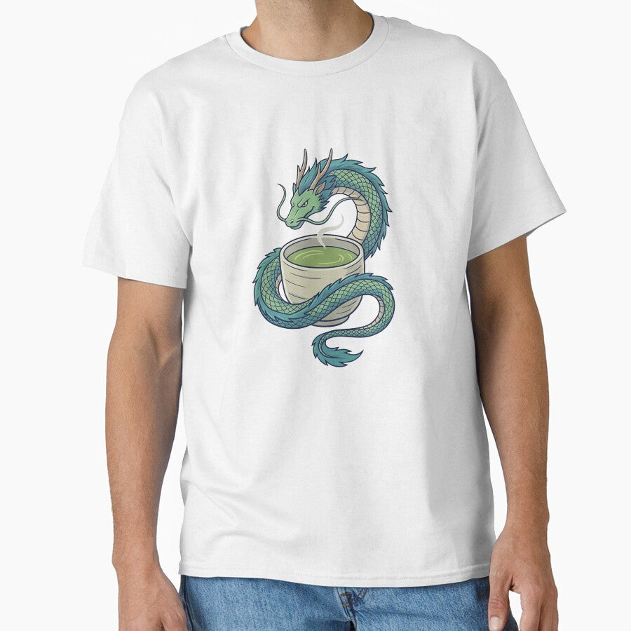 Matcha Dragon Spirit - Japanese Aesthetic Anime T-Shirt by fowzi shokri