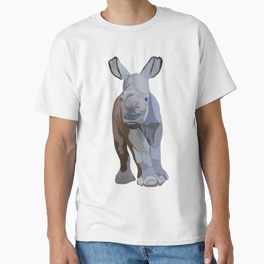 W is for White Rhino , White Rhinoceros – African Rhino Wildlife Art by PrettylittlepastelUk