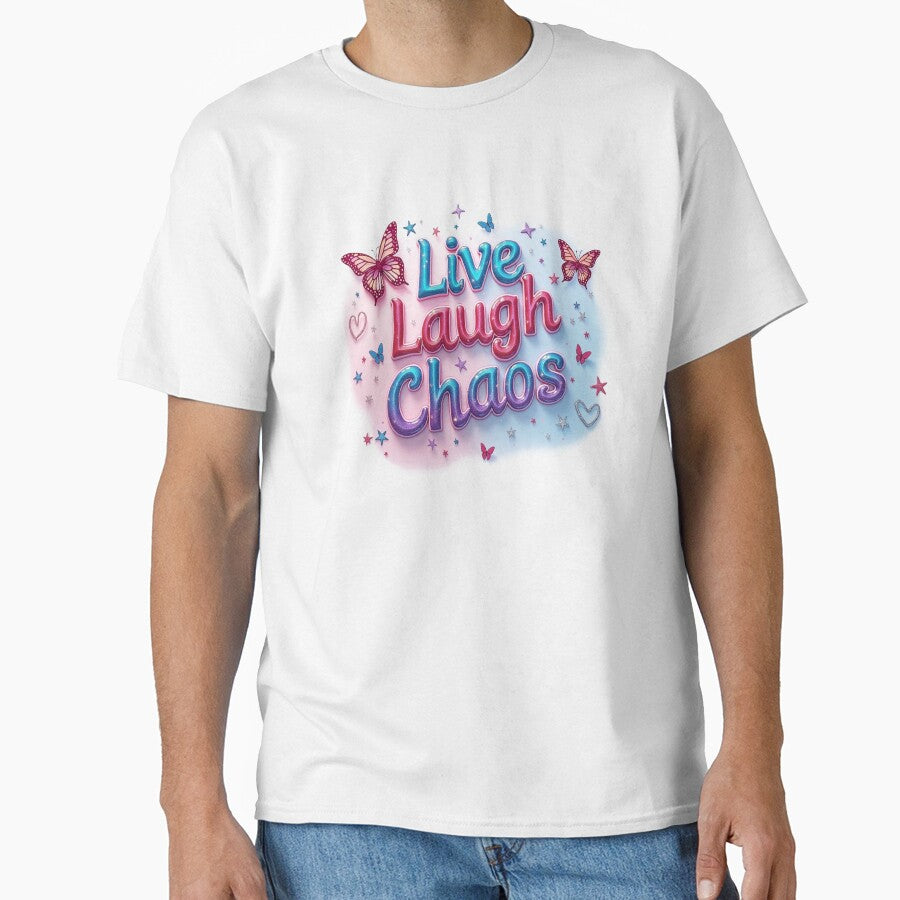 Live Laugh Love Chaos Shirt – Ironic Y2K Mall Core Tee, Funny Cringe Aesthetic Top, Gen Z Humor Graphic T-Shirt, Pink Glitter Gothic Vibes by Emmachenn / WineDronk Shop