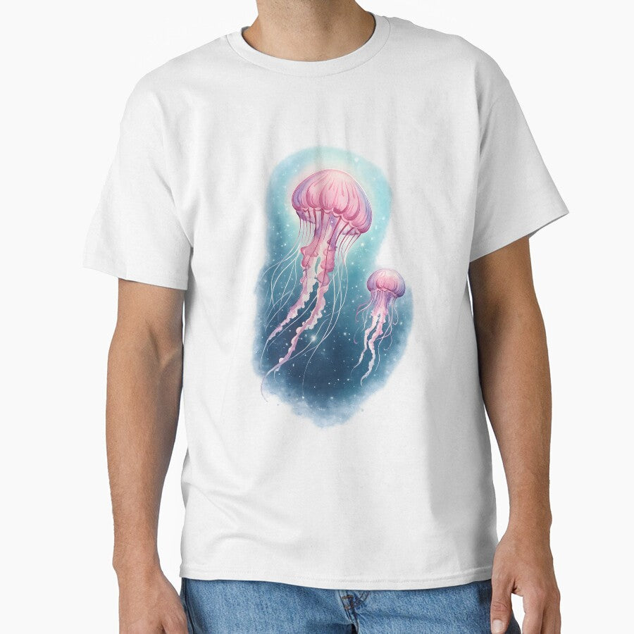 Dreamy Pink Jellyfish in Cosmic Ocean by blankTeeShirt