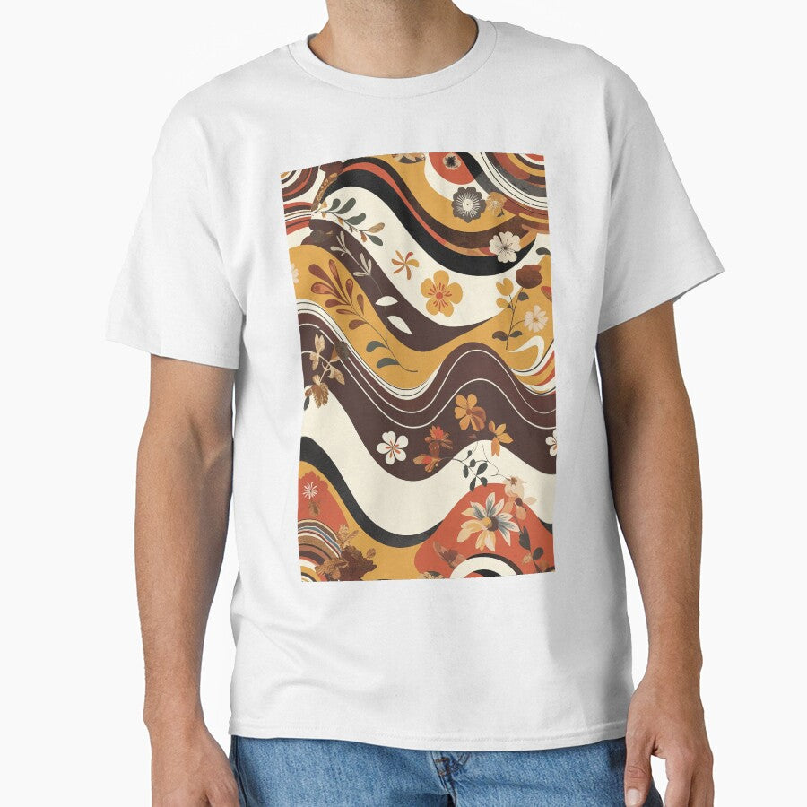 Retro Floral Waves Pattern in Earth Tones by weirdfishes123