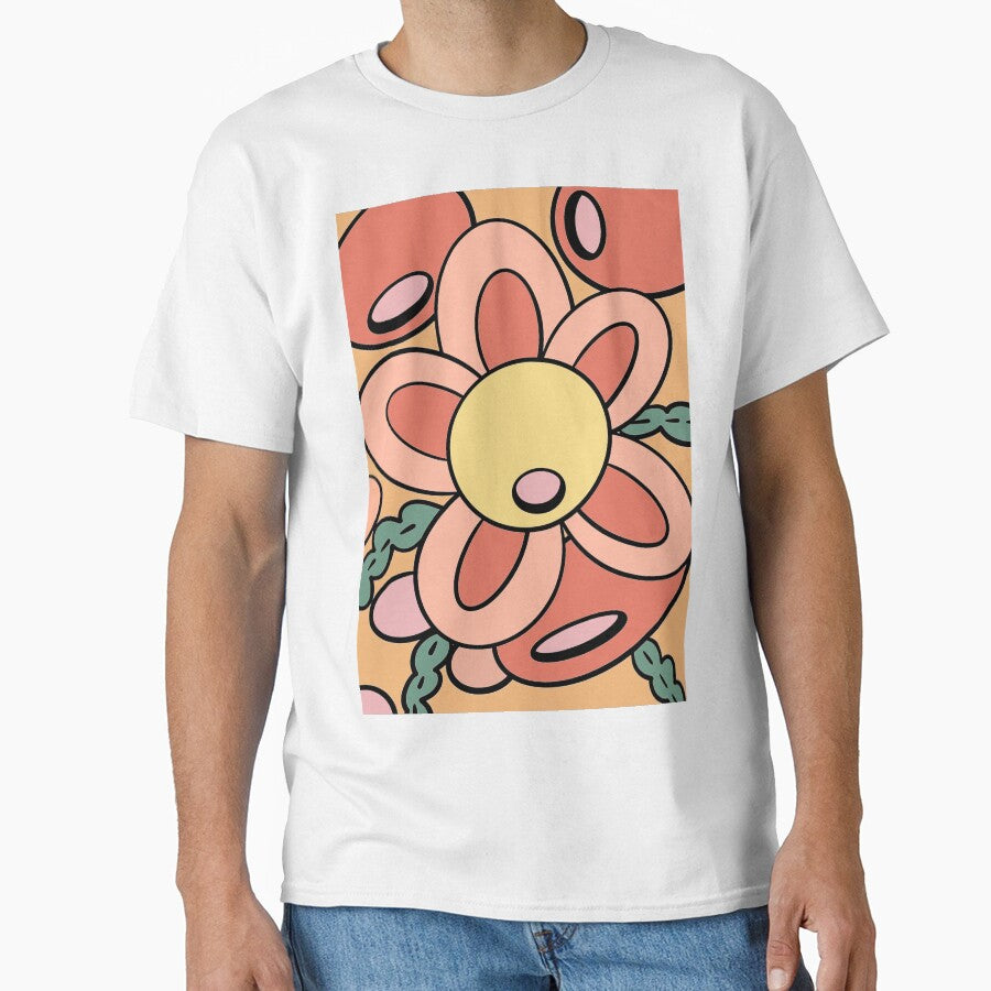 Retro Daisy Flower Pattern | Cute Peach Floral Aesthetic | 70s Groovy Warm Tone Design by Moon-Petal