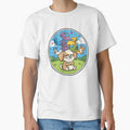 Chaotic Dogs Retro 70s T-Shirt – Stacked Cartoon Dogs Bubble Font Graphic  Cool Teal Blue Purple Design by ZyxDes