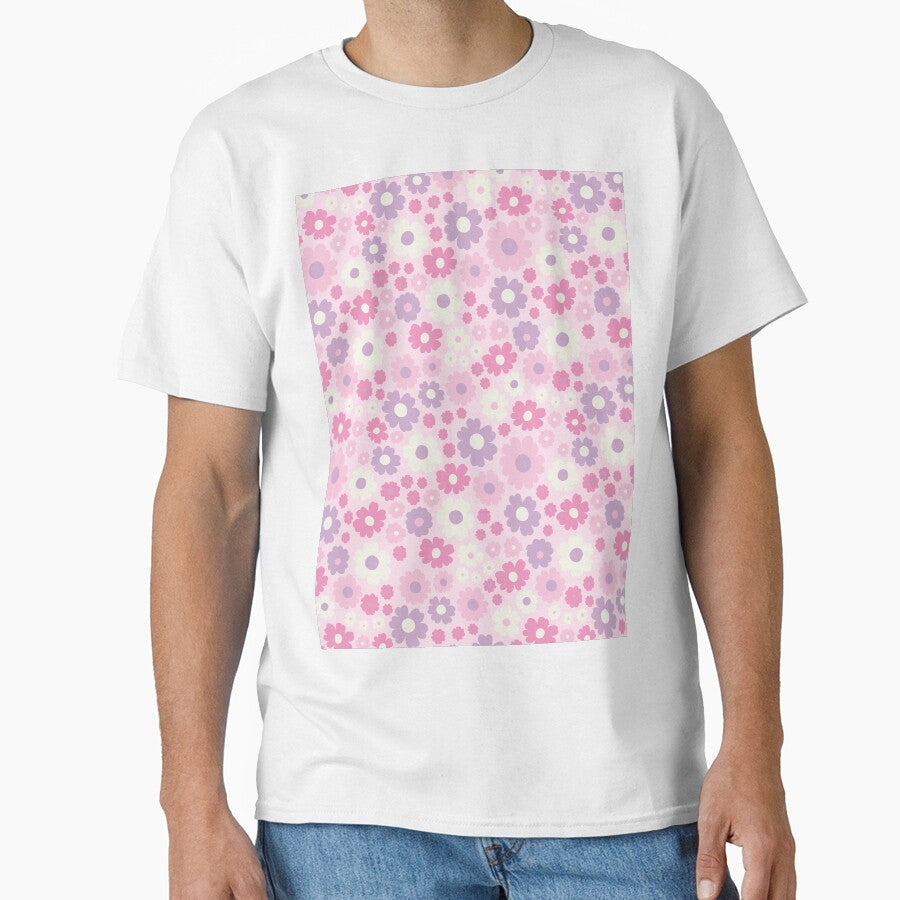 GROOVY RETRO FLOWER POWER GIRLY 70S AND 60S STYLE PASTEL PINK by blomastudios