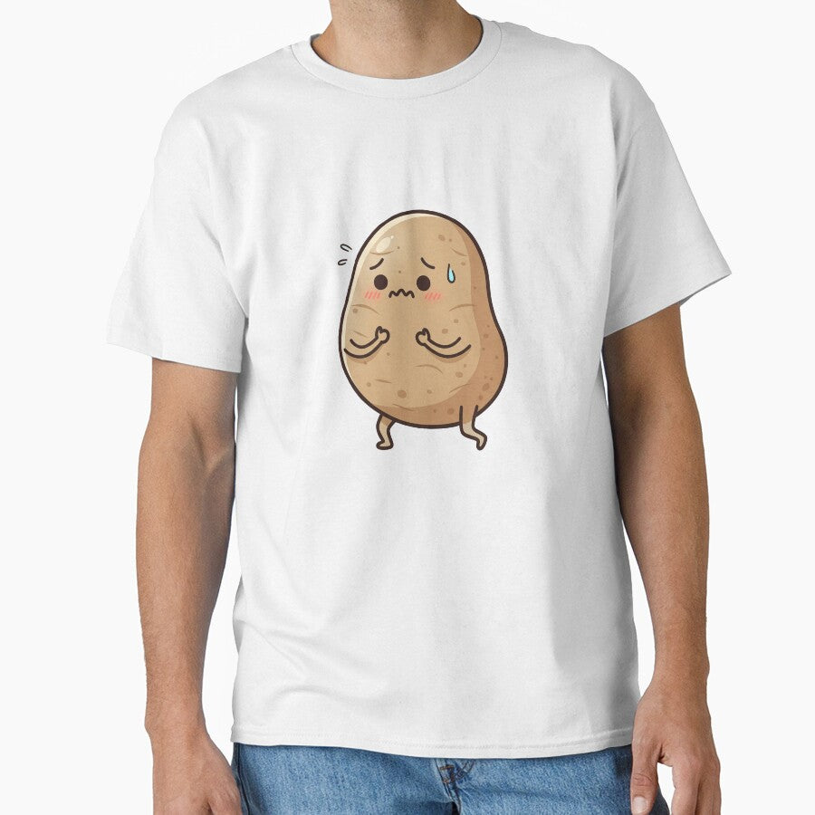 Worried Potato – Funny Anxiety Mascot Art Lilac by Strange Comforts