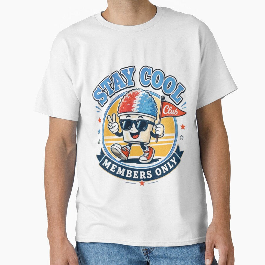 Stay Cool Club Retro Snow Cone Mascot Vintage Summer Sticker T-Shirt by TulipsArtDesigns