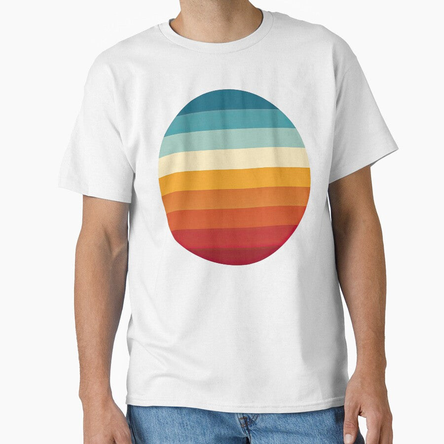 Retro Sunset Stripes Circle Design by ArtfulWeave