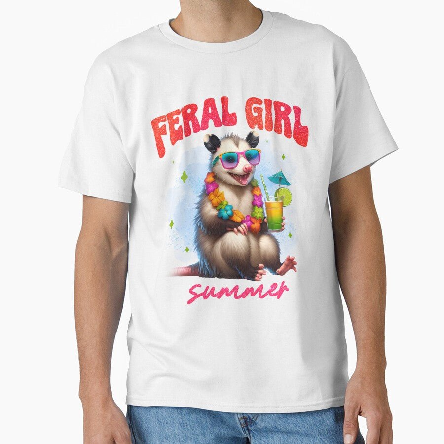 Feral Girl Summer with Opossum by OmoYolo