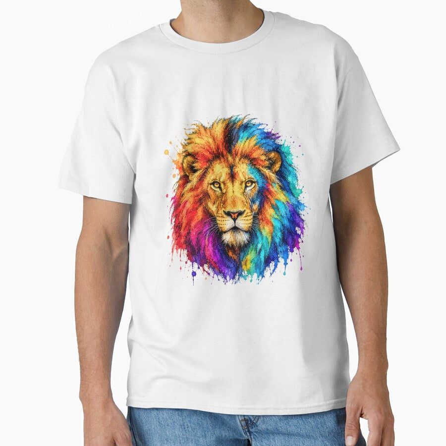 Colorful Lion Watercolor Art – Majestic Wildlife Portrait Illustration by ColorSplash123