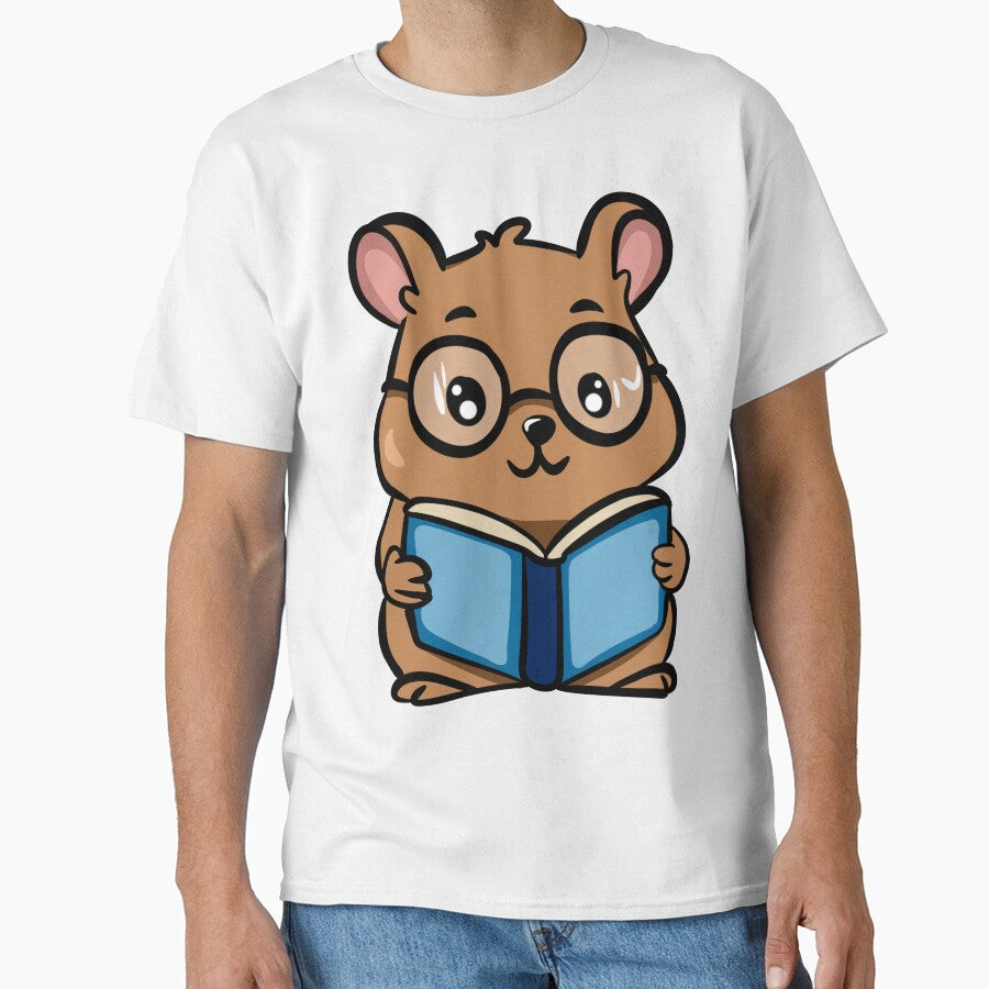 Cute Kawaii Hamster Reading a Book with Glasses Sticker by LYAN-STORE