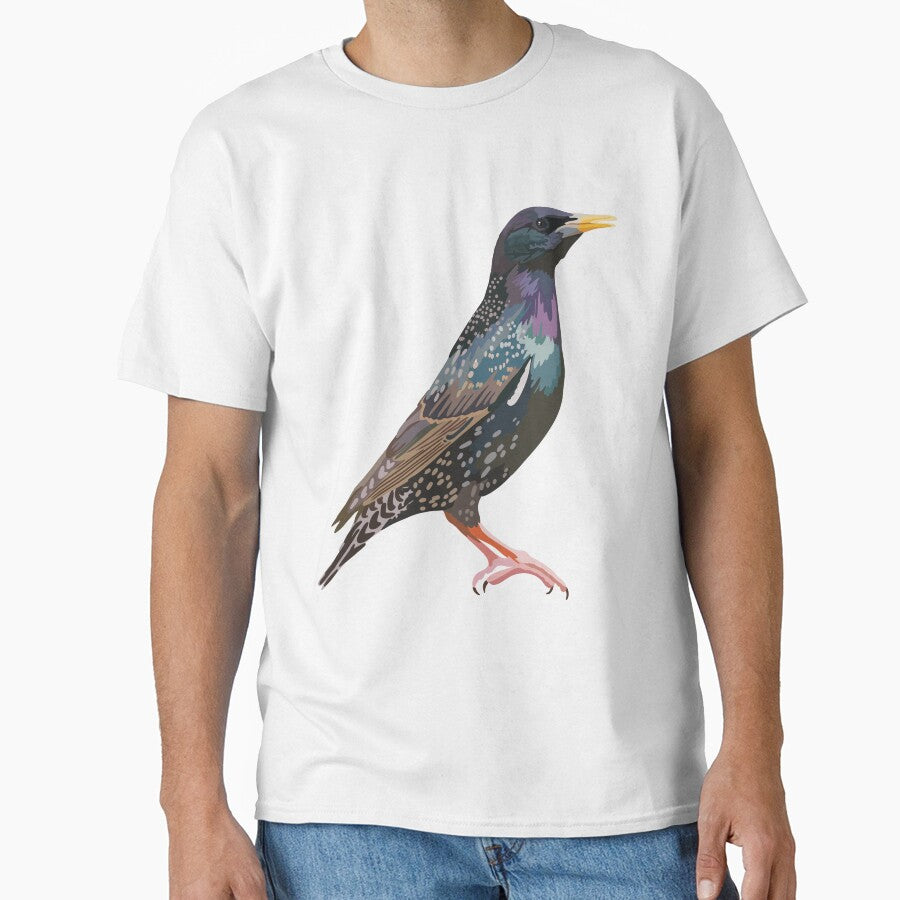 S is for Starling ,Starling – Vibrant and Social Songbird Wildlife Illustration by PrettylittlepastelUk