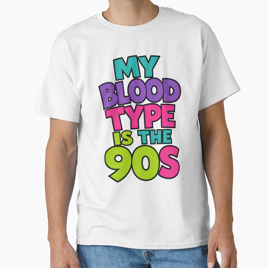 My Blood Type Is The 90s Neon Retro Vintage Design by TeeTimeTreasure