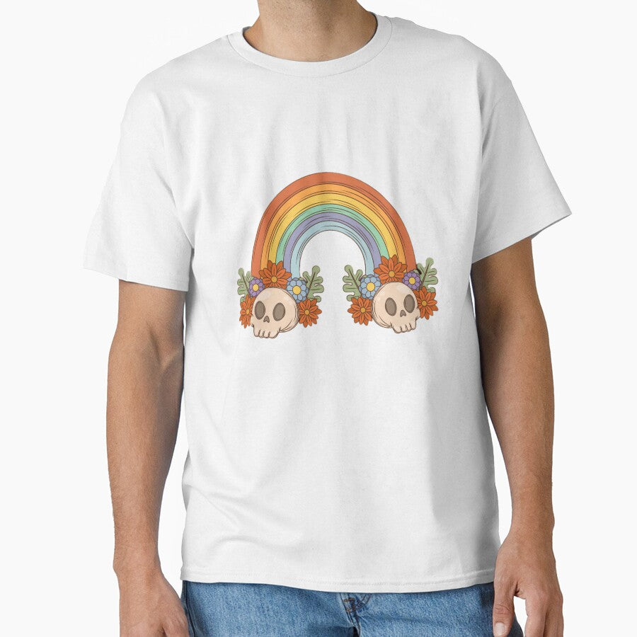 Retro Groovy Skull Rainbow by delphiniumco