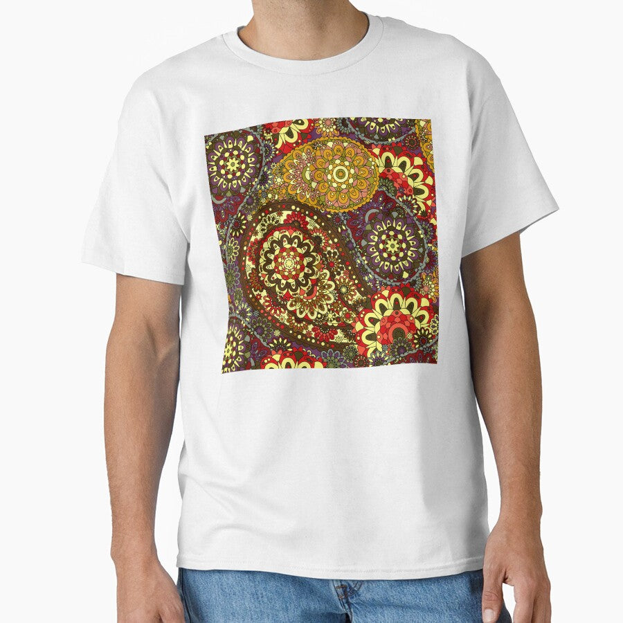Retro 1960's Paisley Red And Yellow Hippie Pattern by DEC02