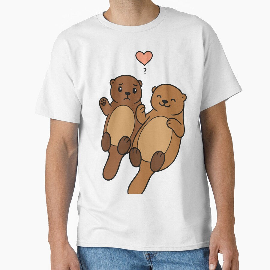 Cute Otter Couple in Love – Adorable Animal Illustration by graphicnew