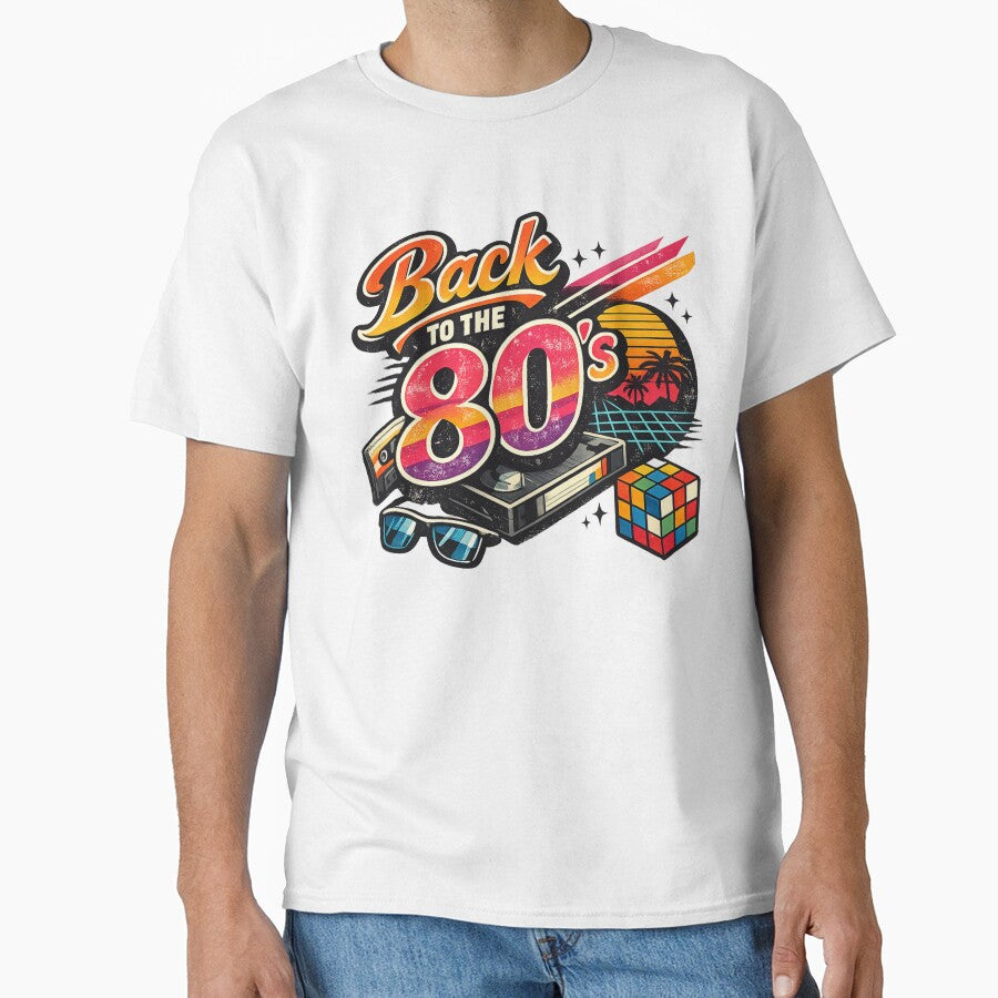 Back to the 80s Retro Vintage AI Graphic – Neon Synthwave Cassette & VHS Design by Cleora Art
