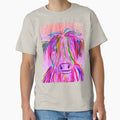 Highland Cow Farm Animal Watercolor Pastel pink by Artbymonika