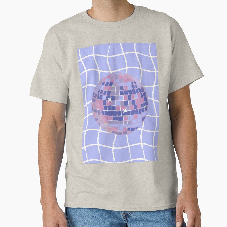 Pastel Disco Ball Illustration on Lavender Wavy Grid by samahl_l
